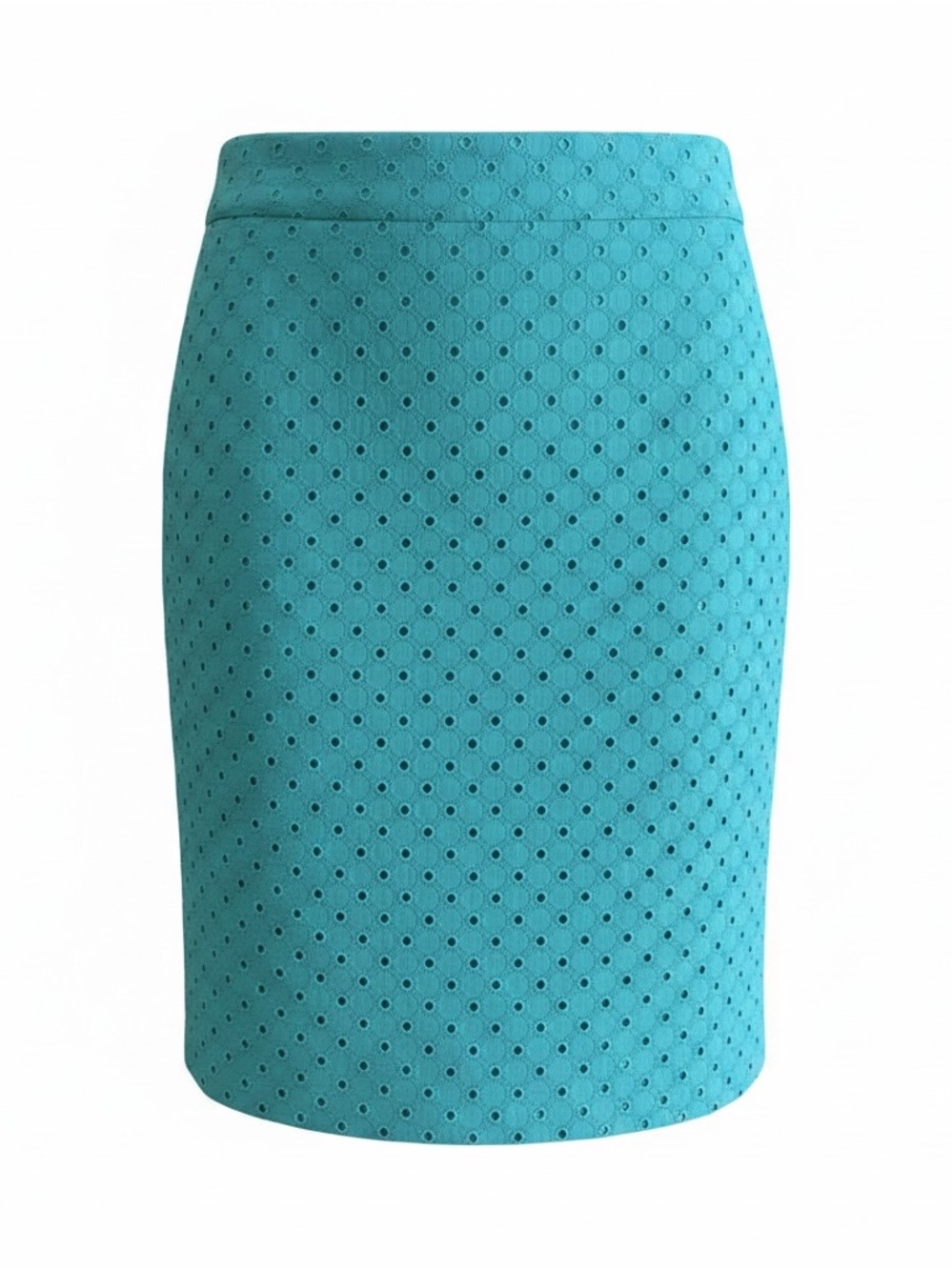 Ann Taylor Turquoise Eyelet Pencil Skirt (100% cotton shell)